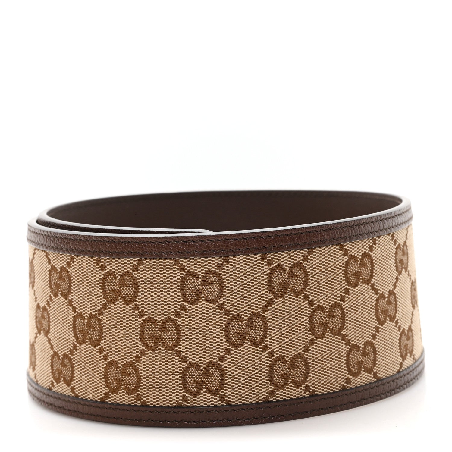 Gucci Monogram Calfskin GG Marmont Wide Belt 80 32 Beige Ebony 2 of 4