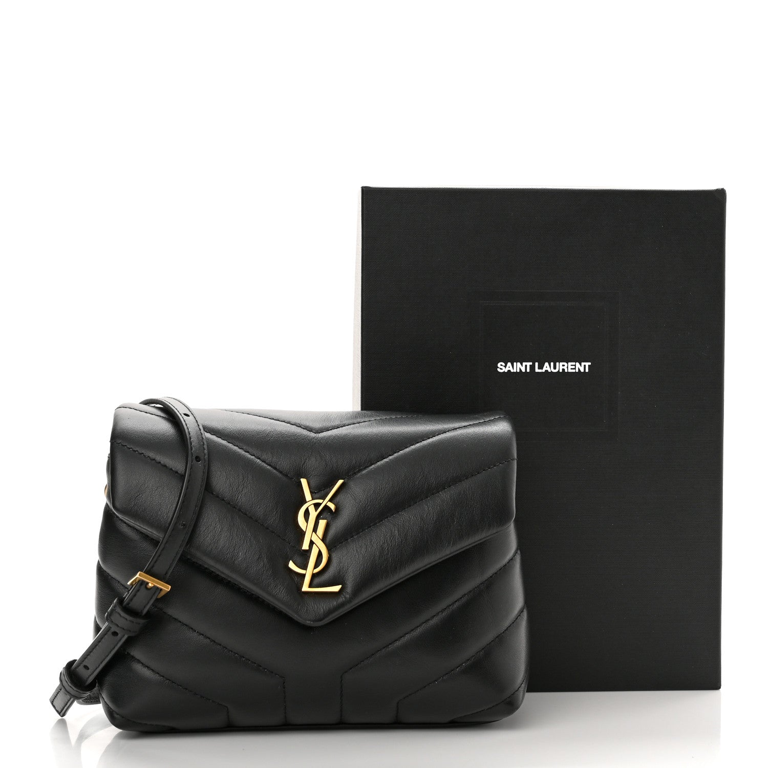 Saint Laurent Calfskin Y Quilted Monogram Toy Loulou Crossbody Bag Black 12 of 12
