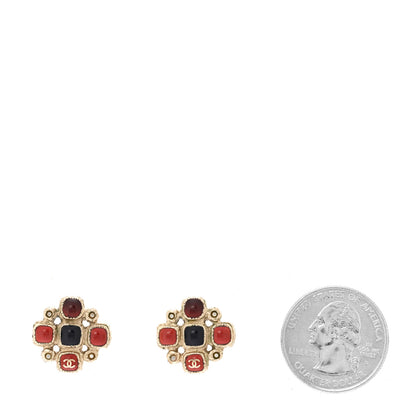 Chanel Gripoix Pearl Earrings Gold Multicolor 2 of 4