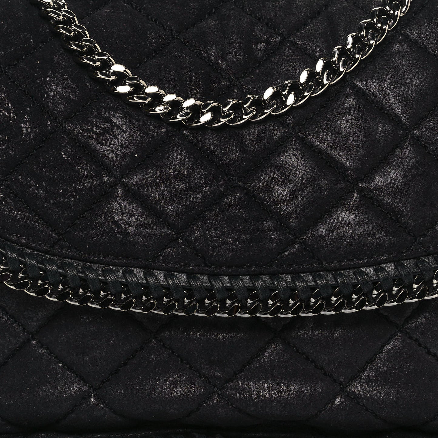 Shaggy Deer Quilted Falabella Shoulder Bag Black