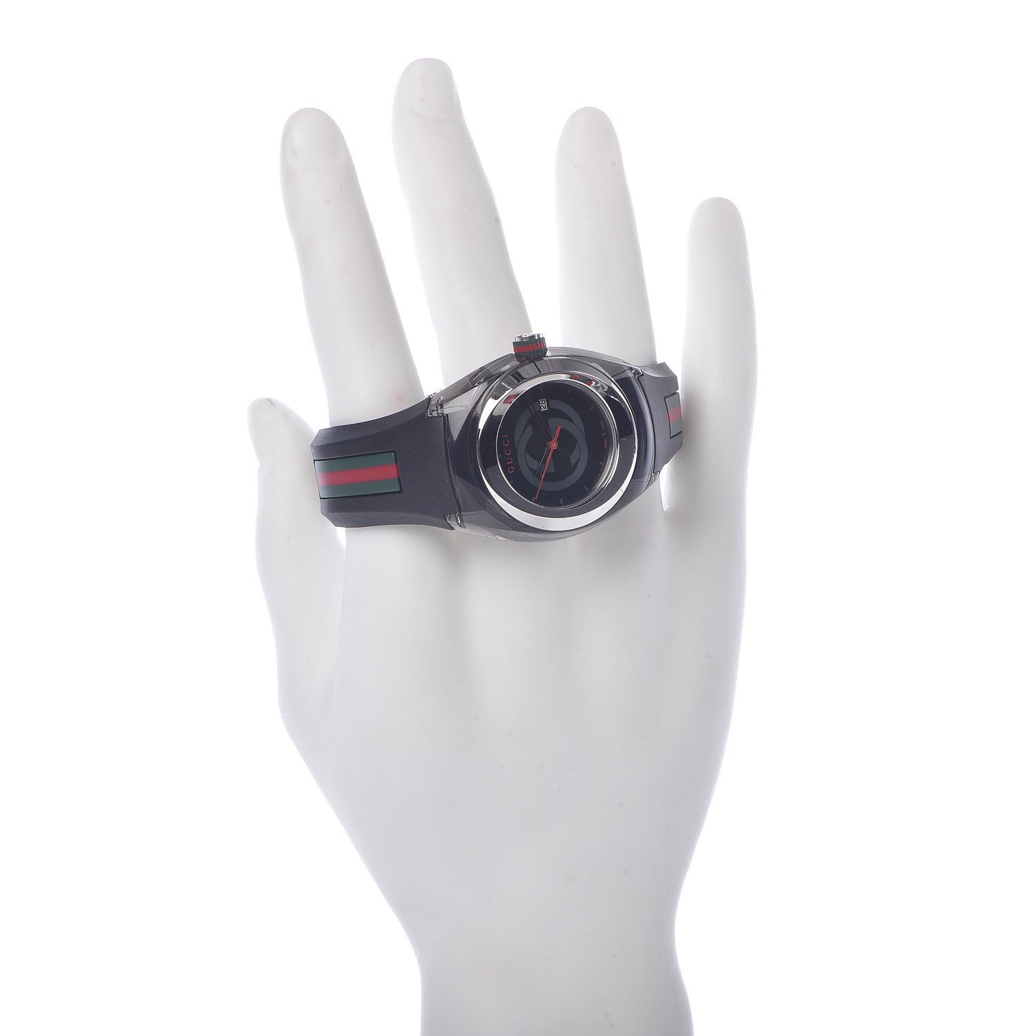 Gucci Stainless Steel Rubber 36mm Sync Web Quartz Watch Black 2 of 8