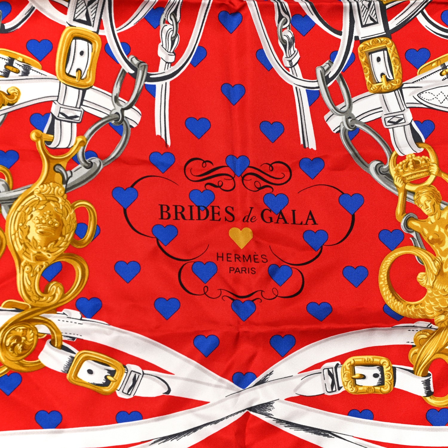 Hermes Silk Brides De Gala Love Scarf 90 Rouge Vif Marine White 4 of 4