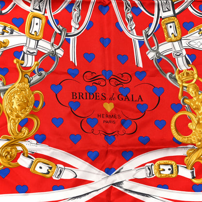 Hermes Silk Brides De Gala Love Scarf 90 Rouge Vif Marine White 4 of 4