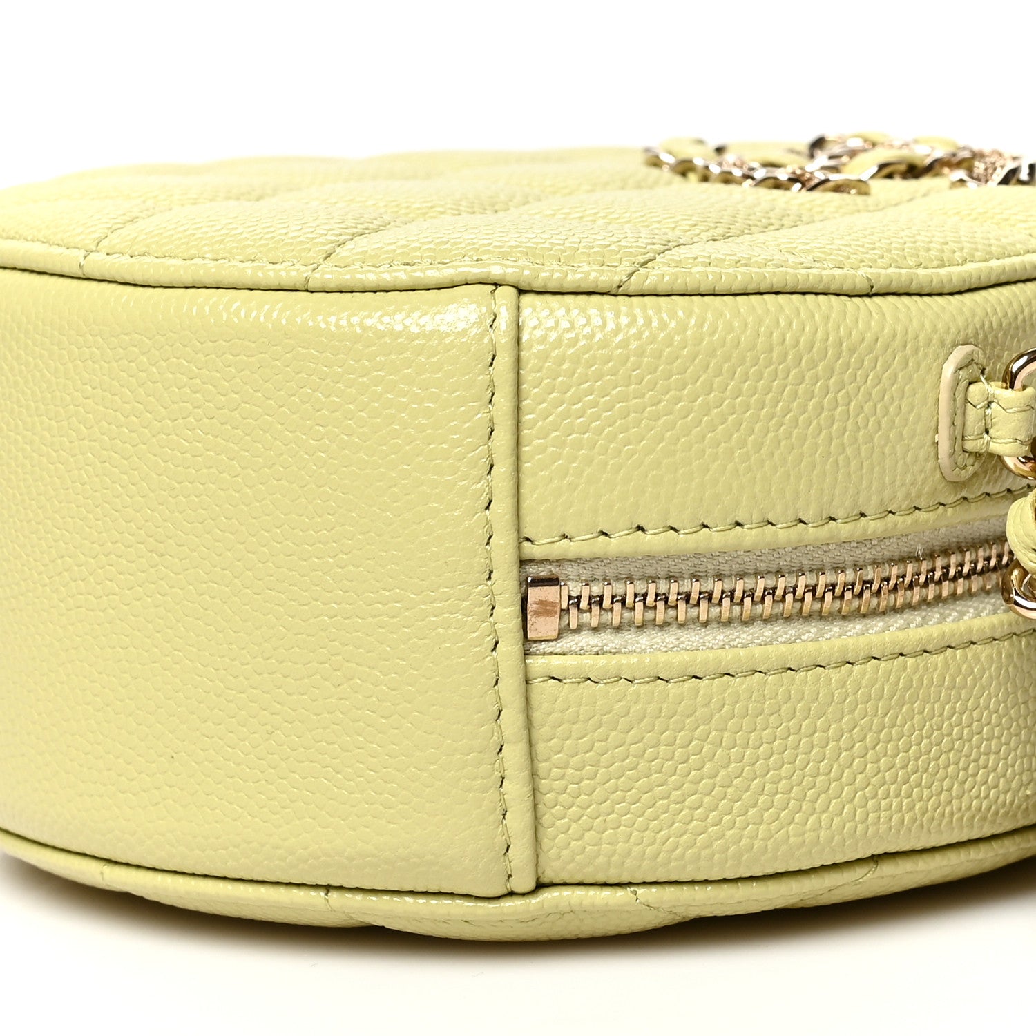 Chanel Caviar Quilted French New Wave Round Clutch With Chain Light Green 10 of 10