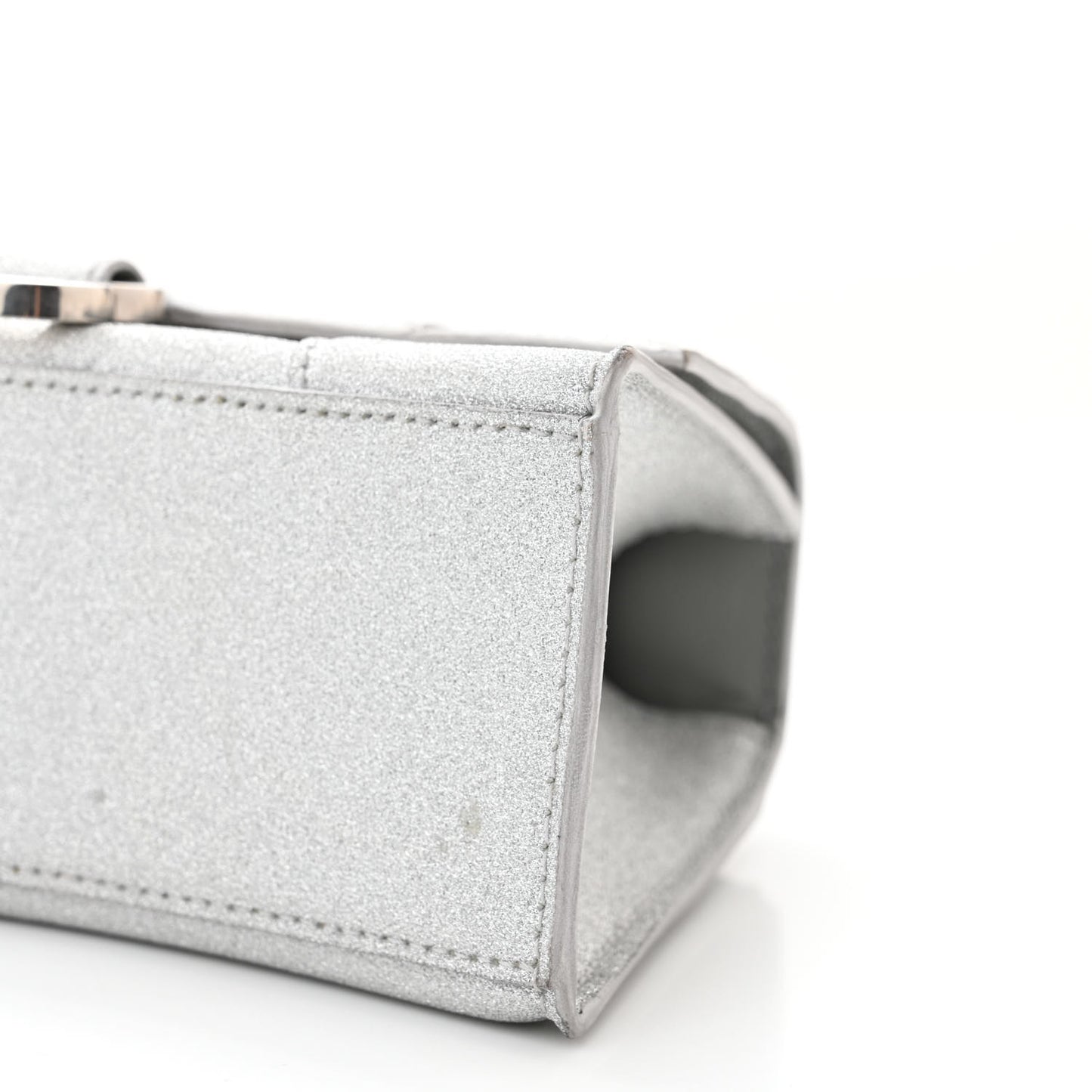 Sparkling Fabric Hourglass Top Handle Bag XS Silver