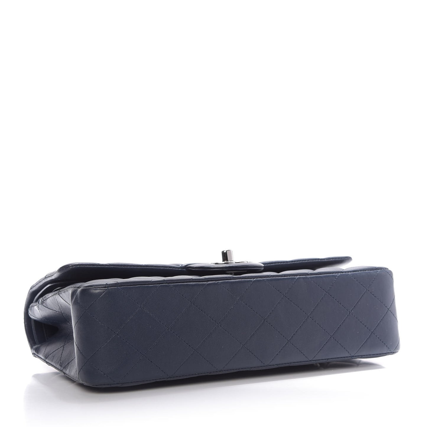 Lambskin Quilted Medium Double Flap Navy