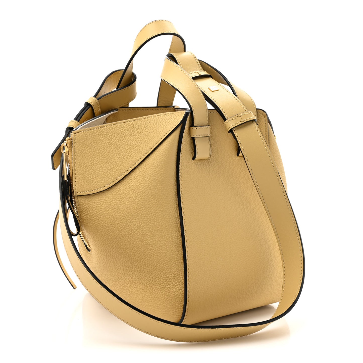 Soft Grained Calfskin Compact Hammock Shoulder Bag Dark Butter