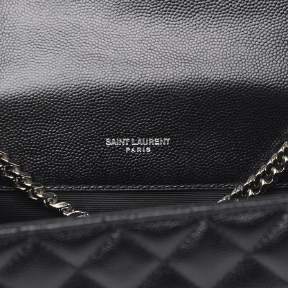 Saint Laurent Grain De Poudre Textured Mixed Matelasse Triquilt Small Monogram Satchel Black 6 of 12