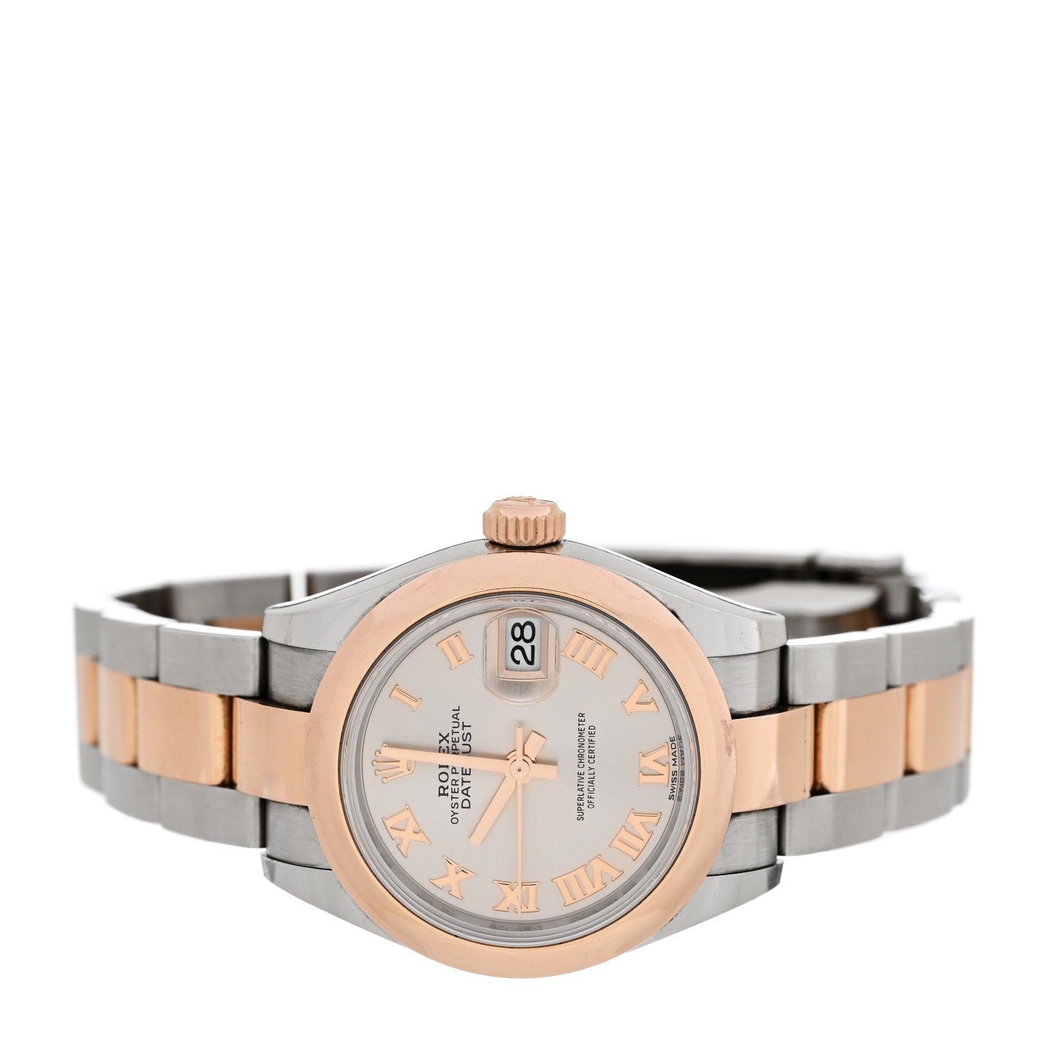 Rolex Stainless Steel 18K Everose Gold 28mm Oyster Perpetual Datejust Watch Silver Roman 279161 2 of 6
