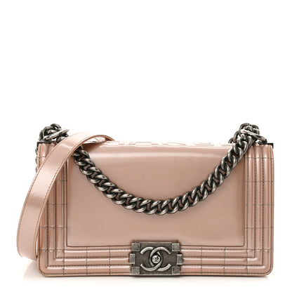 Chanel Iridescent Glazed Calfskin Medium Boy Flap Light Pink 1 of 15