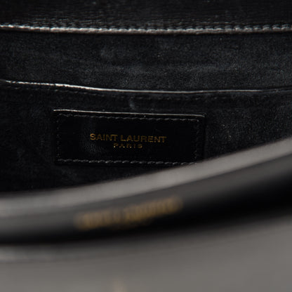 Saint Laurent Smooth Calfskin Medium Monogram Sunset Satchel Black 9 of 12