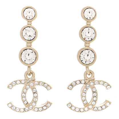 Chanel Crystal CC Drop Earrings Gold 1 of 5