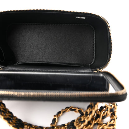 Chanel Shiny Calfskin Quilted Small Top Handle Vanity Case With Chain Black 5 of 11
