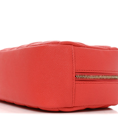 Chanel Caviar Quilted Medium Curvy Pouch Cosmetic Case Dark Pink 9 of 10
