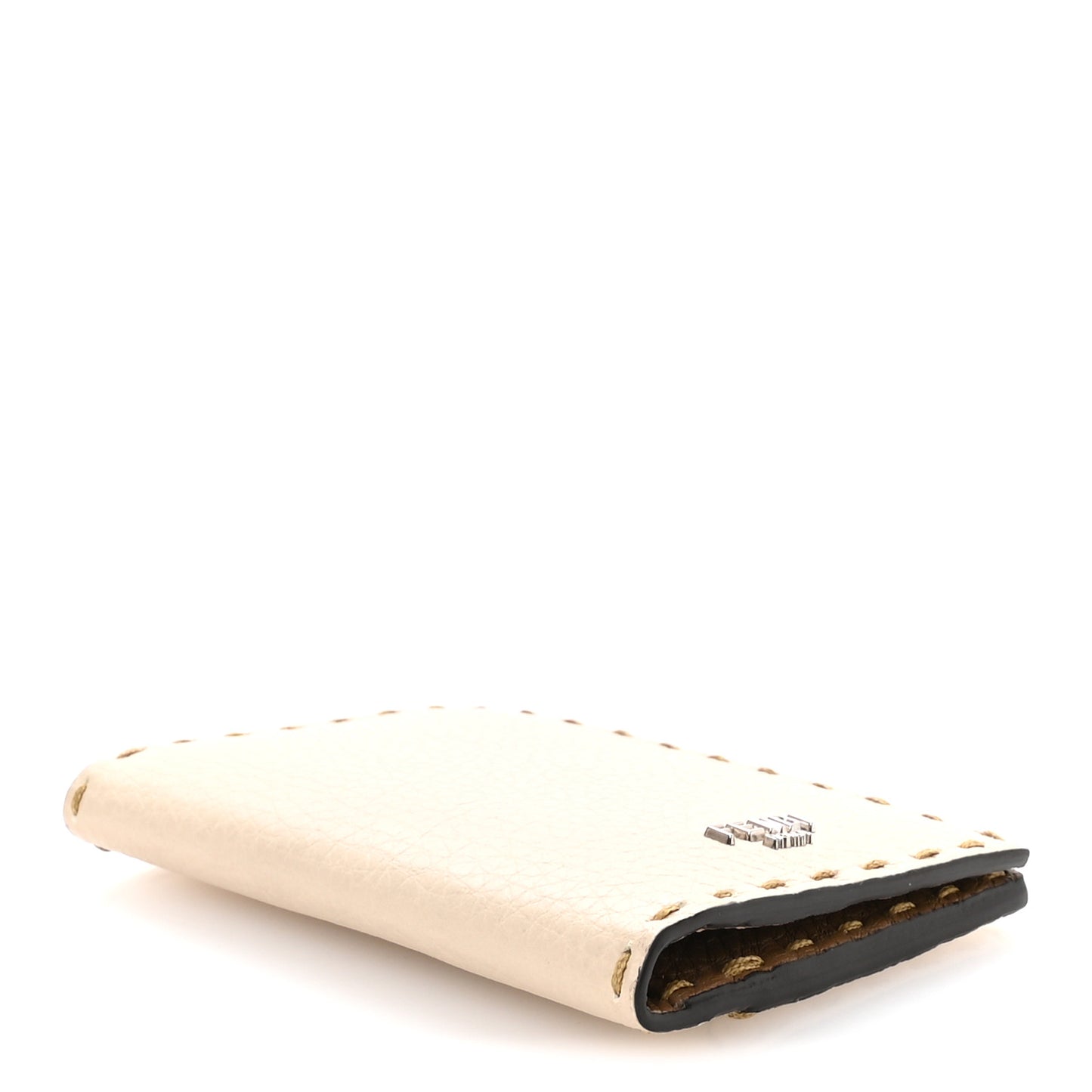 Cuoio Romano Selleria Logo Bi-Color Card Holder Ivory Brown