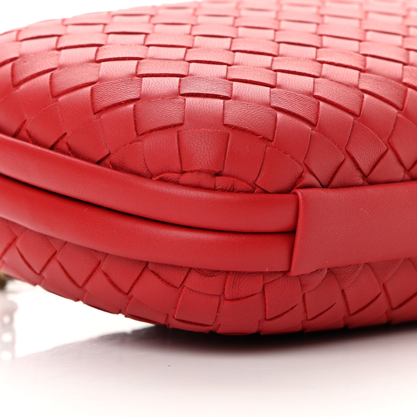 Nappa Intrecciato Chain Knot Clutch China Red