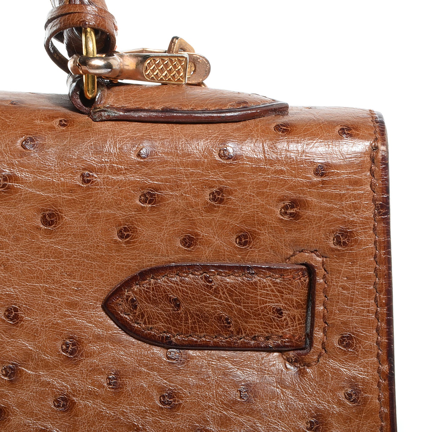 Ostrich Kelly Sellier 32 Gold