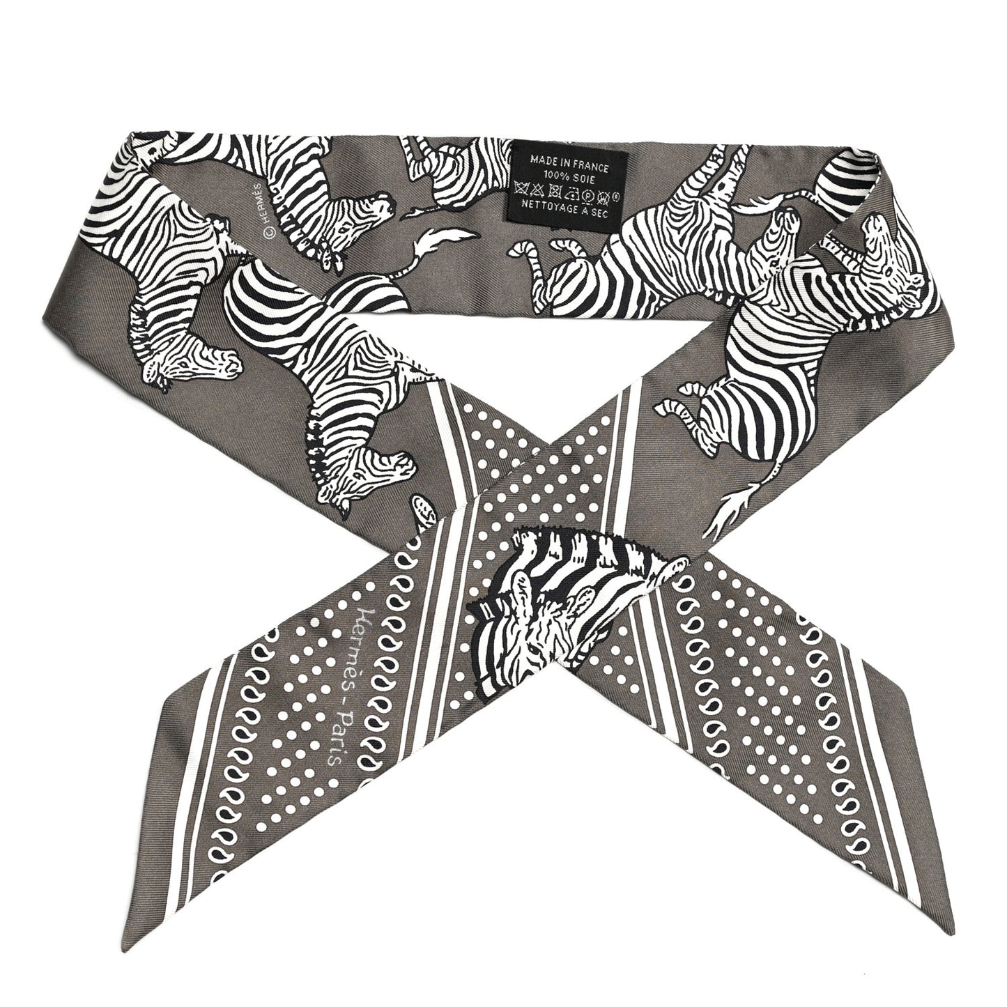 Silk Les Zebres Twilly Gris Taupe Black White