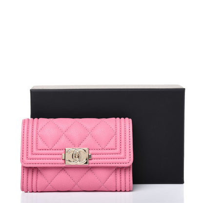Chanel Caviar Quilted Boy Flap Card Holder Wallet Light Pink 12 of 12