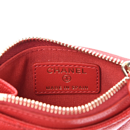 Chanel Caviar Quilted CC Zip Card Holder Red 5 of 7