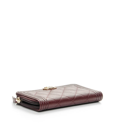 Chanel Caviar Quilted Small Boy Zip Around Wallet Dark Purple 4 of 8