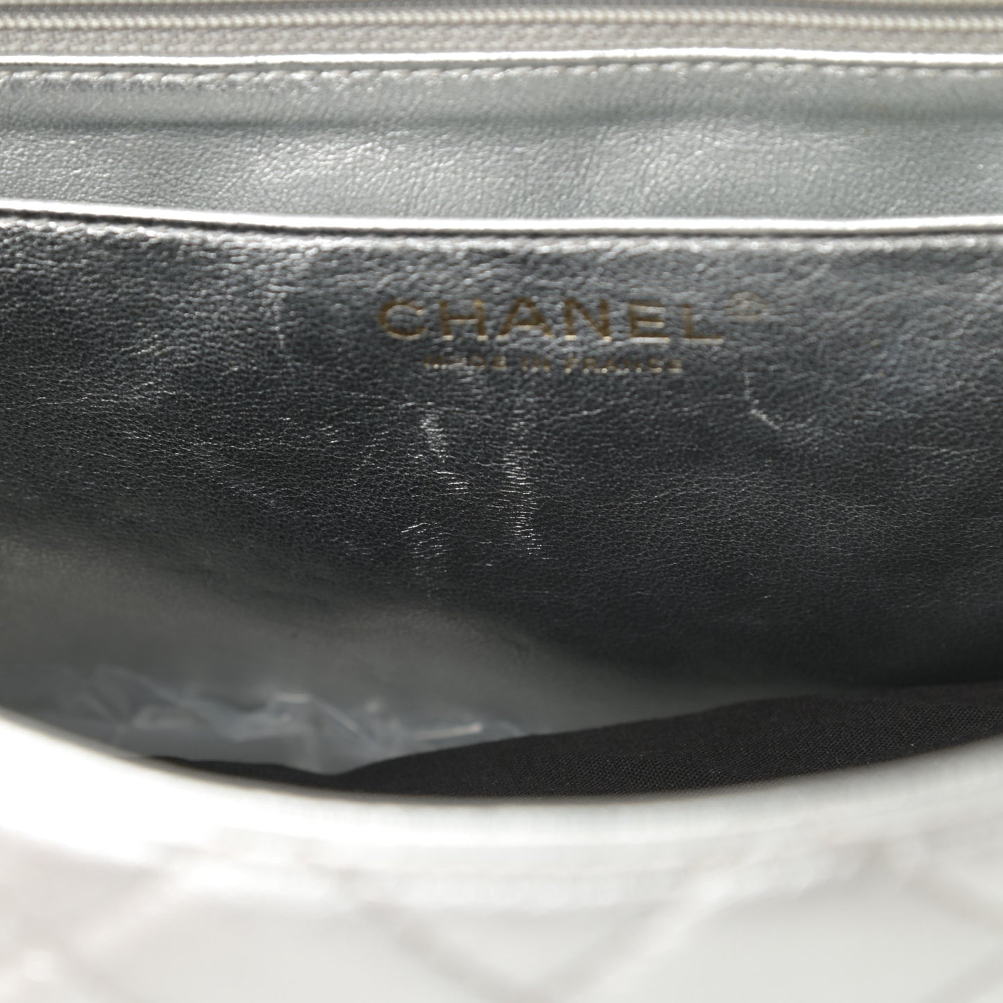 Metallic Lambskin Quilted Jumbo Single Flap Silver