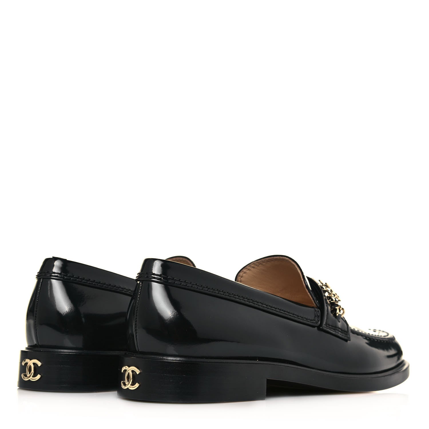Chanel Shiny Calfskin Logo Loafers 40.5 Black 4 of 8