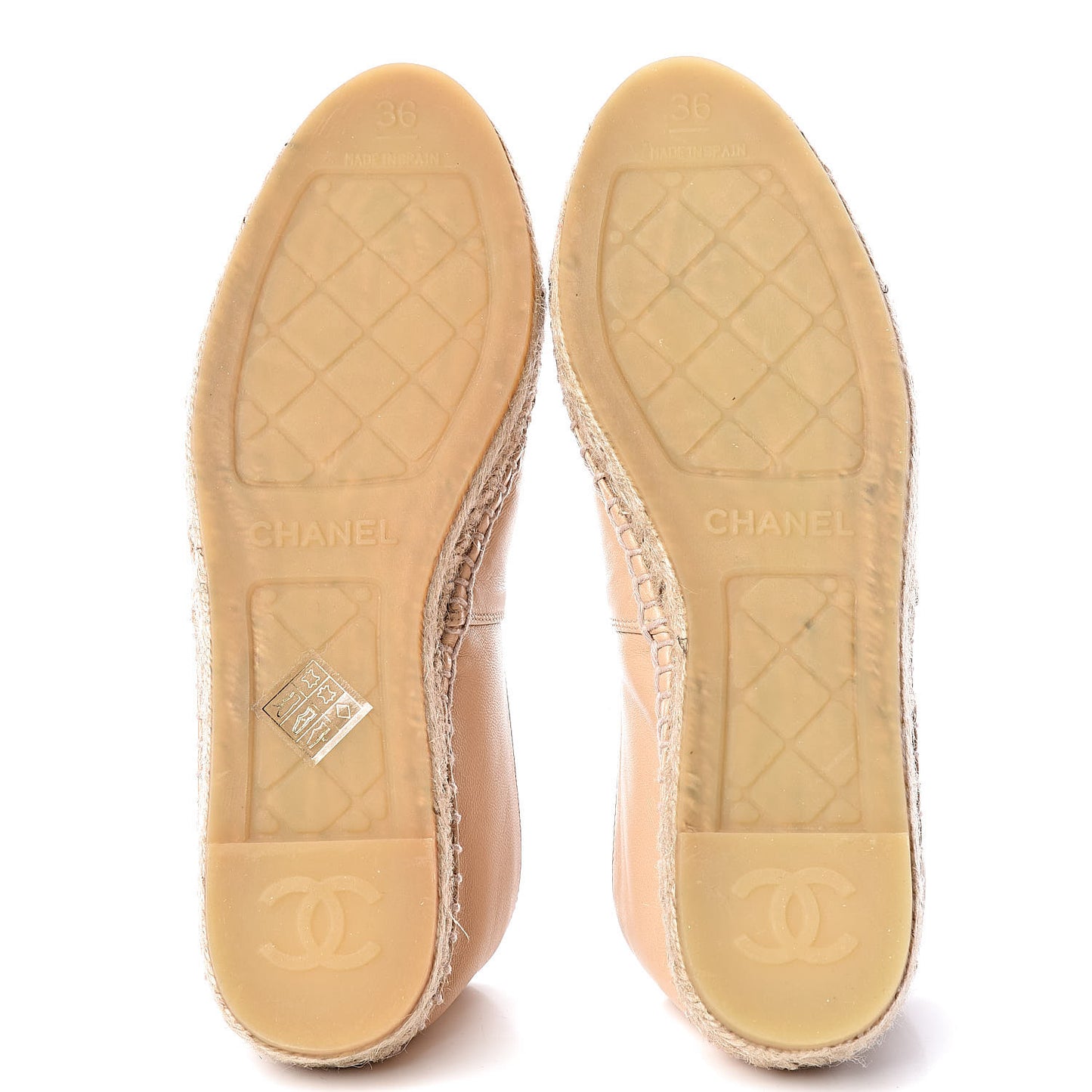 Lambskin CC Espadrilles 36 Beige Black