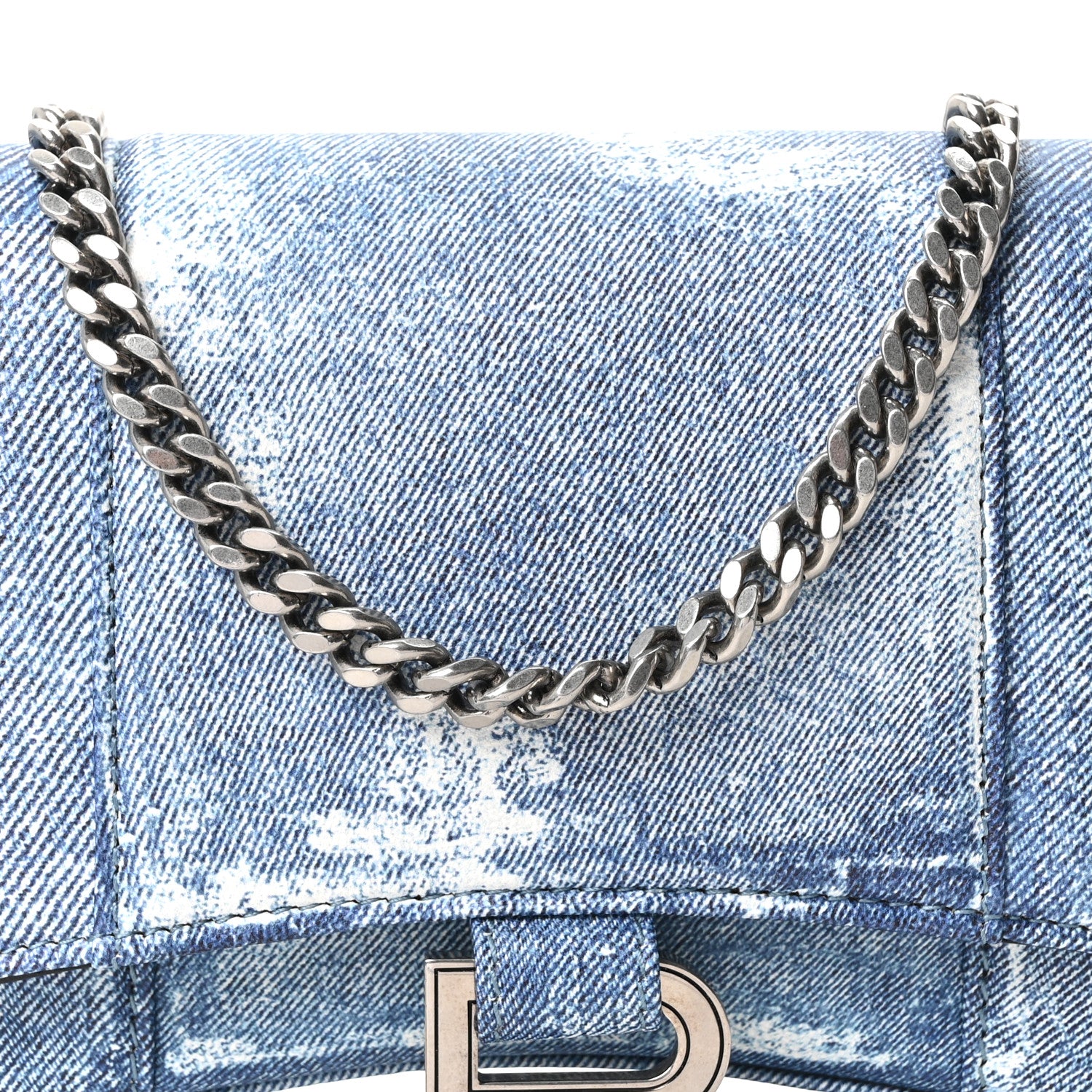 Balenciaga Nappa Denim Printed Hourglass Chain Bag Denim Blue 7 of 9