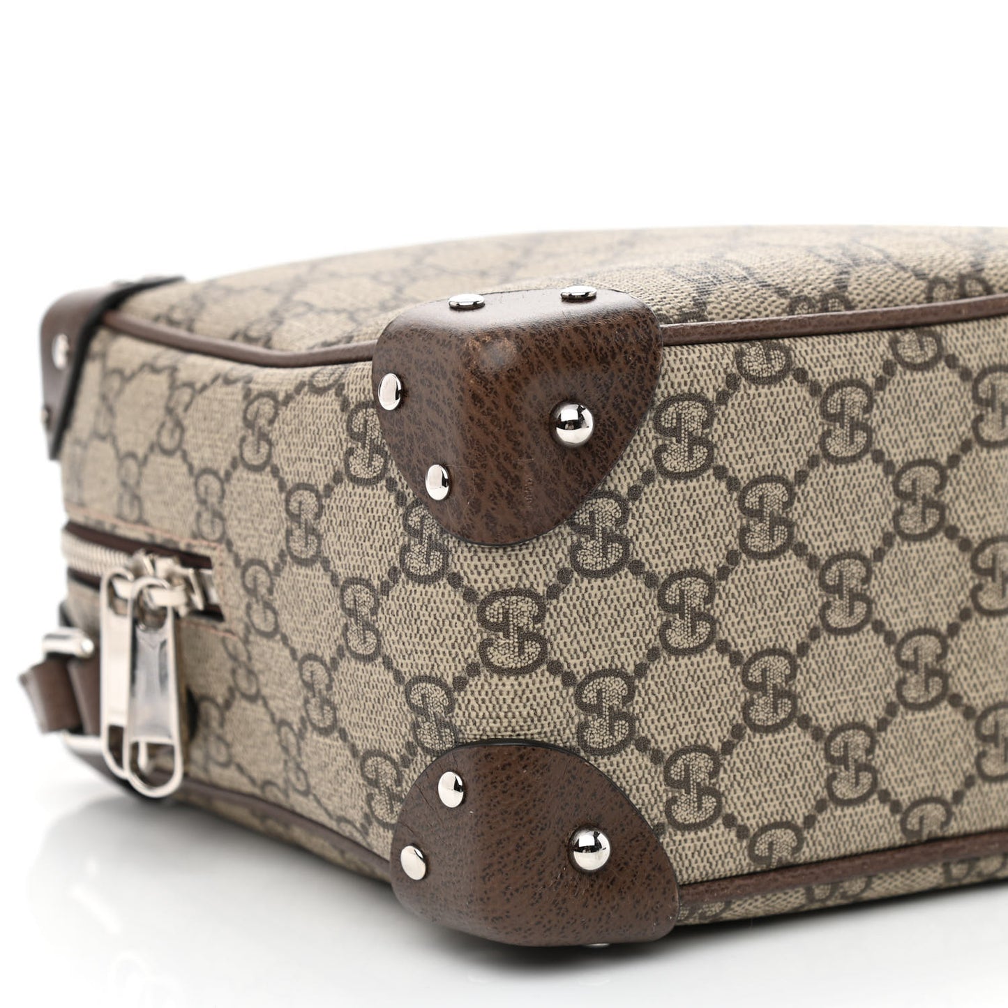 GG Supreme Monogram Textured Calfskin Square Messenger Bag Beige Ebony New Acero