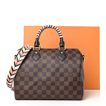 Louis Vuitton Damier Ebene Braided Speedy Bandouliere 25 Pink 9 of 9