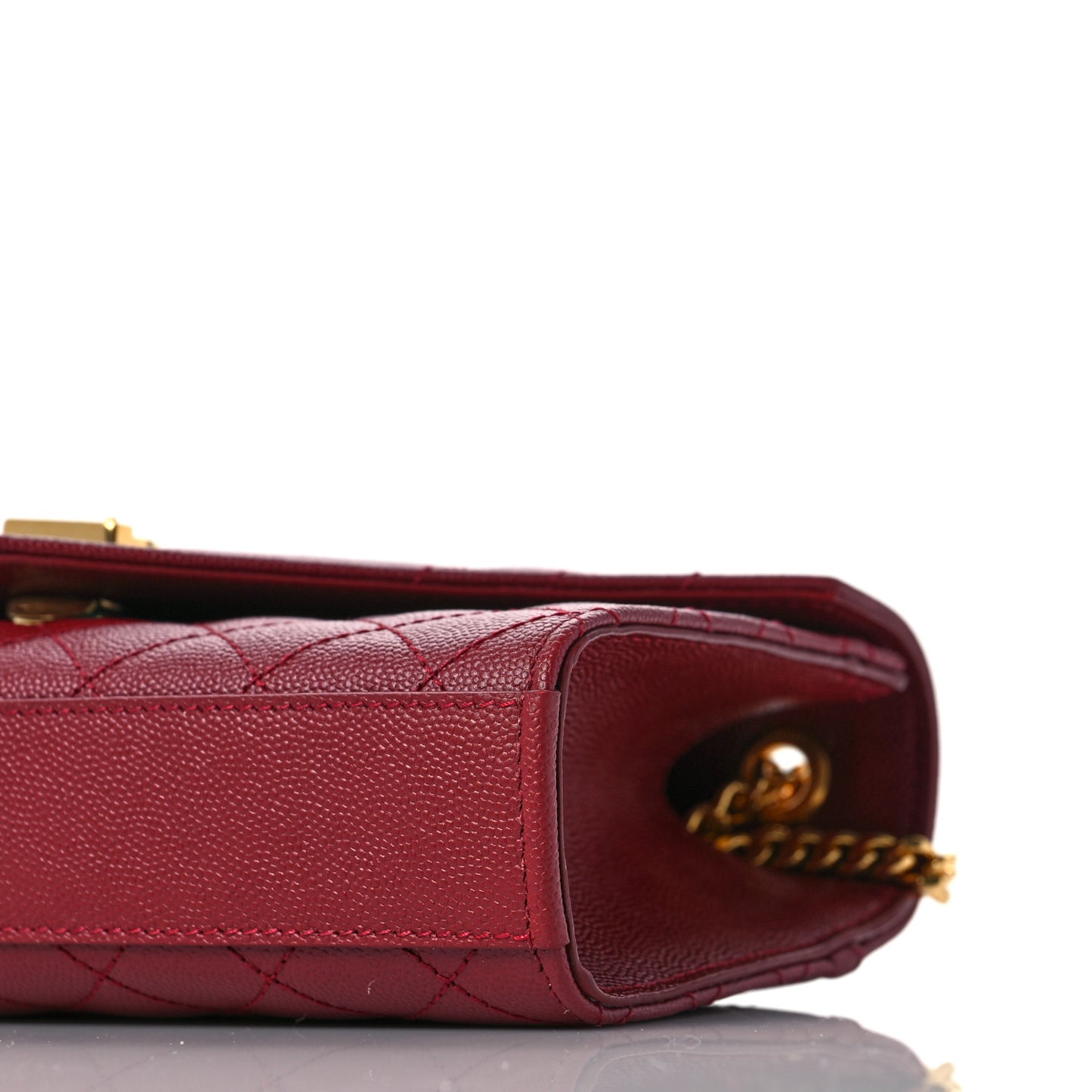 Grain De Poudre Textured Mixed Matelasse Triquilt Small Monogram Satchel Red