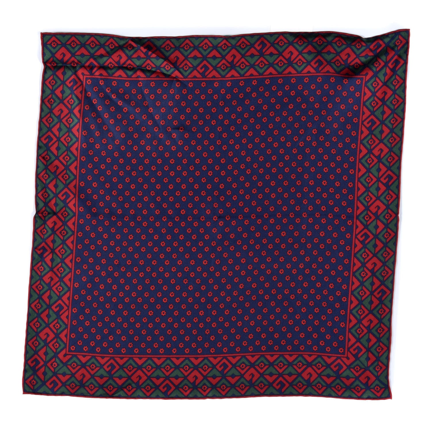 Gucci Silk Twill Plainmetric Square Scarf Sapphire Green 1 of 3