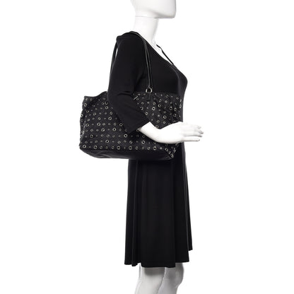 Prada Nylon Metal Grommet Bag Black 2 of 9