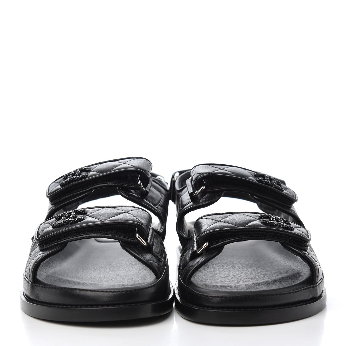 Lambskin Velcro Dad Sandals 37 Black