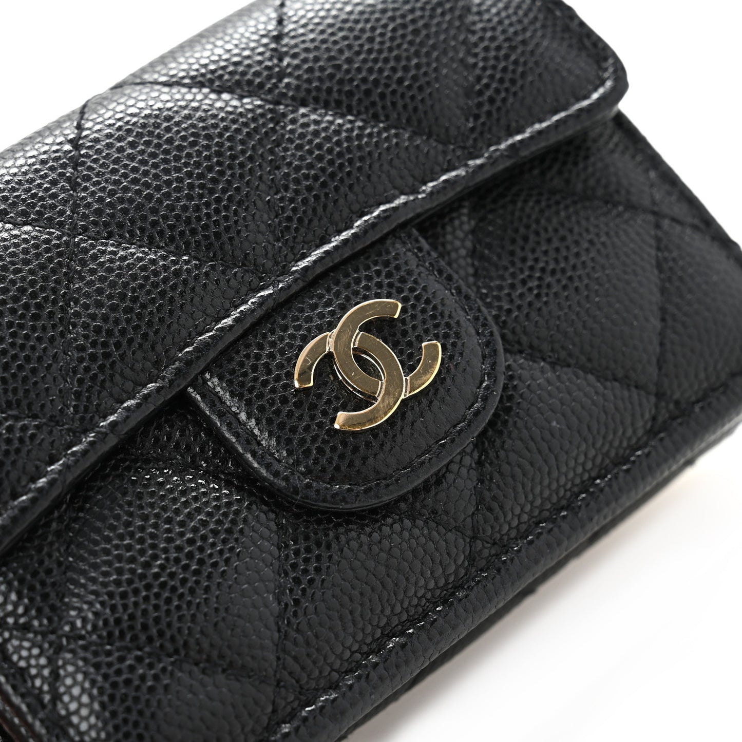 Caviar Quilted Double Flap Wallet Black