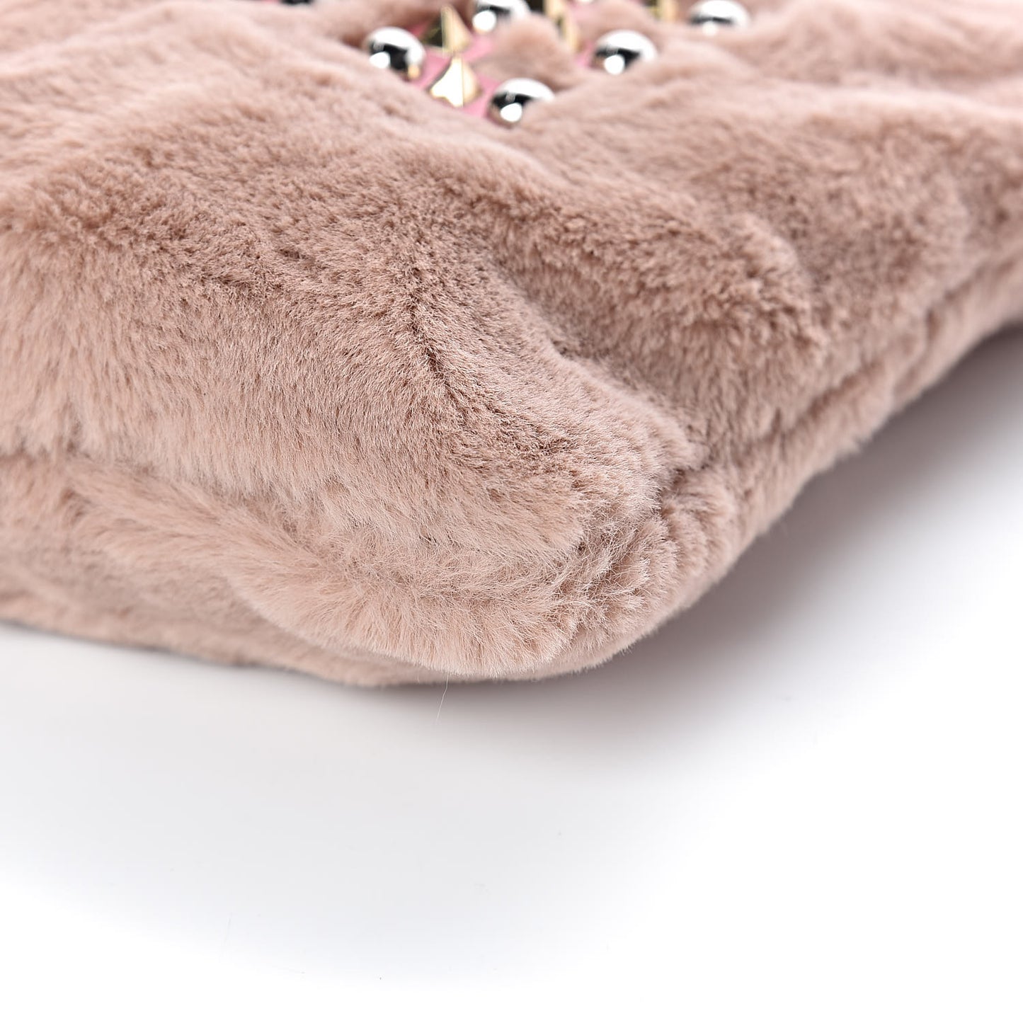 Faux Fur Embroidered Clutch Bag Pink