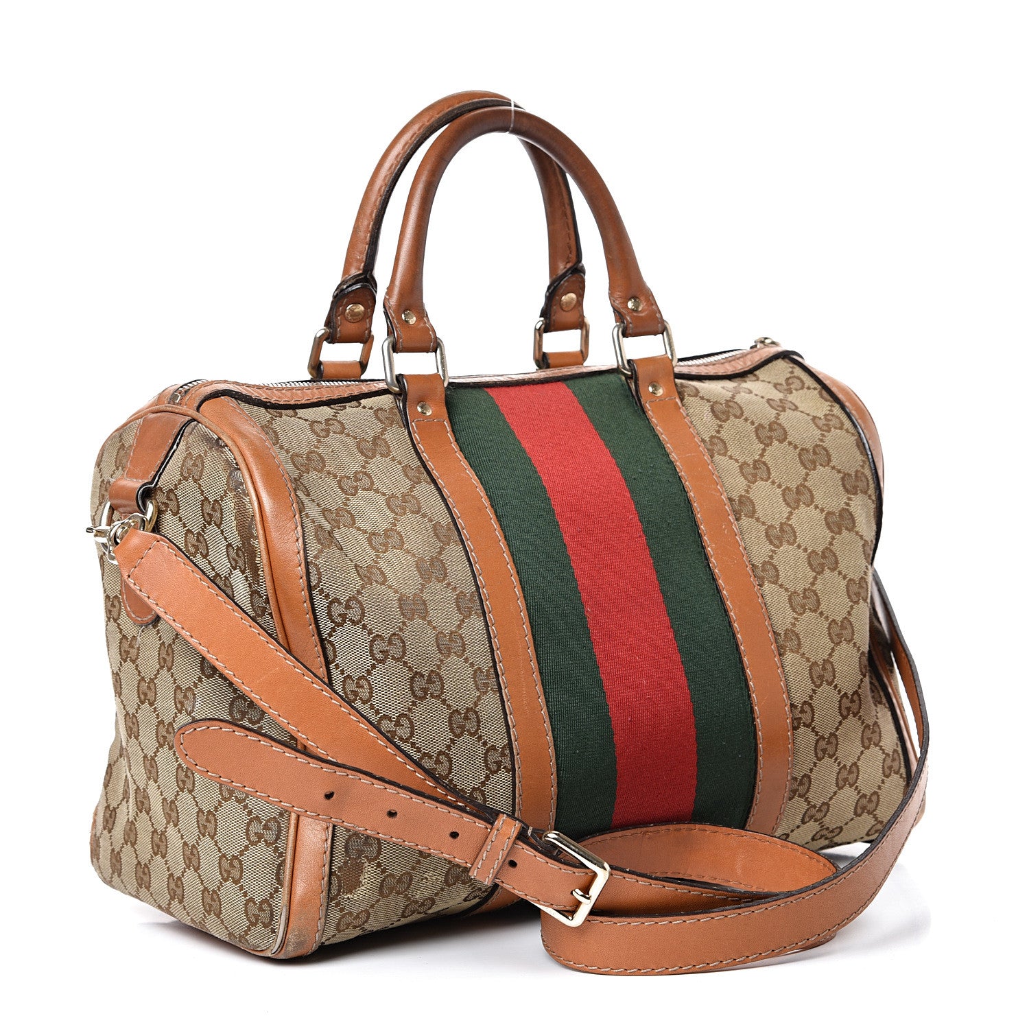 Gucci Monogram Vintage Web Medium Boston Tobacco 2 of 26