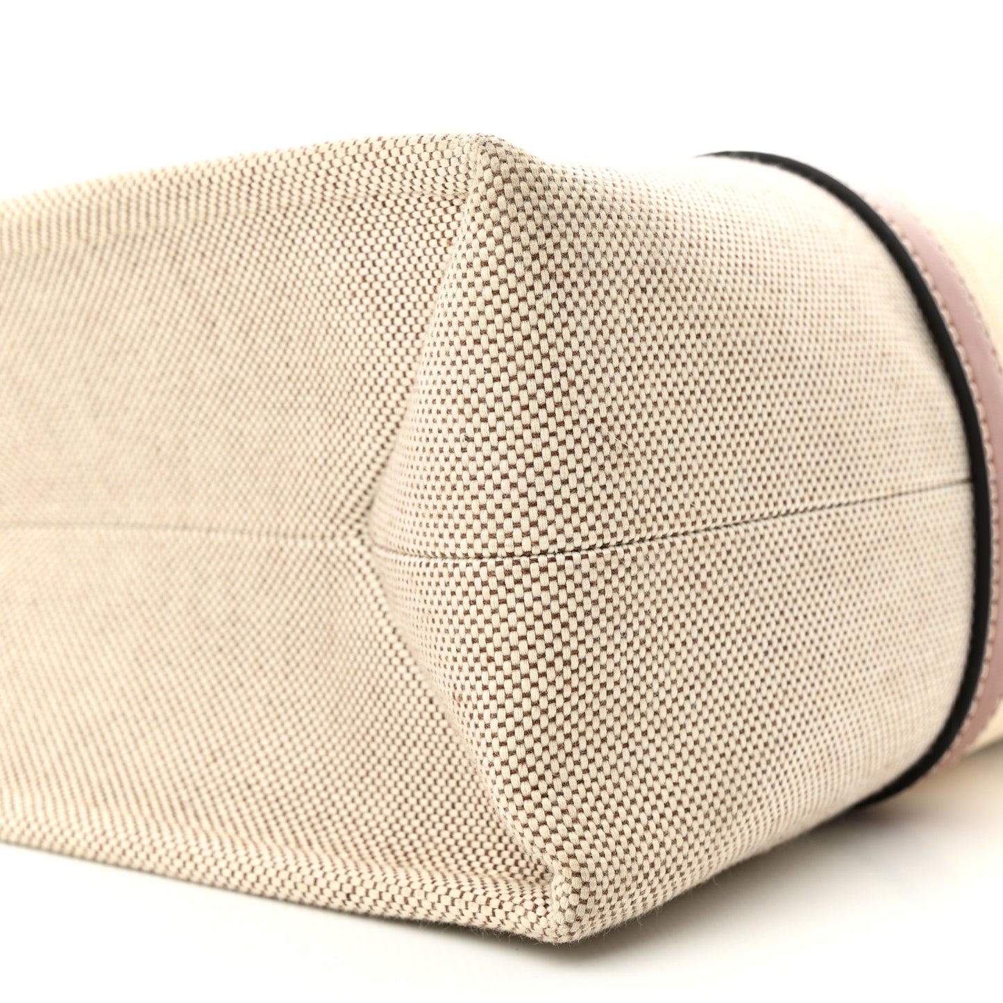 Cotton Calfskin Large Woody Ribbon Tote White Brown