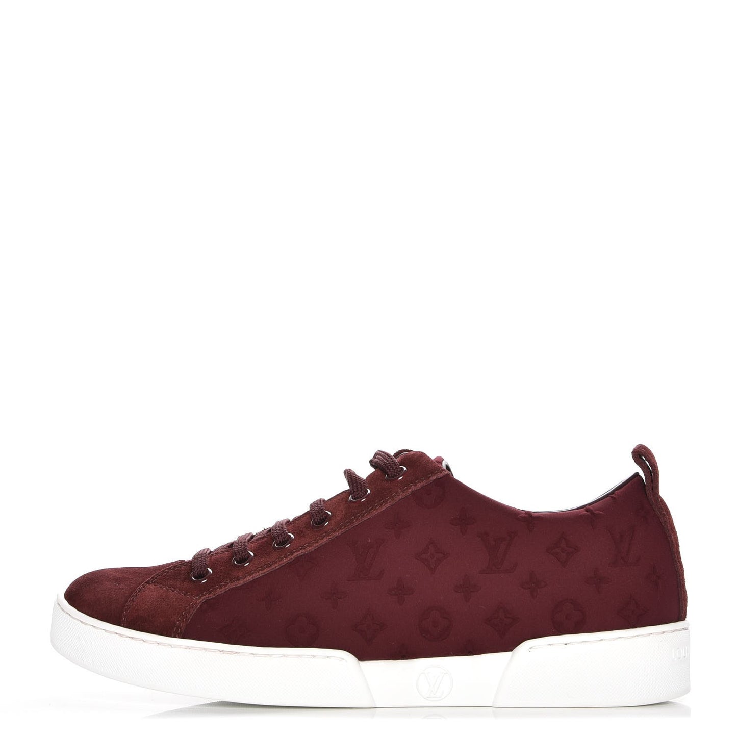 Neoprene Suede Embossed Monogram Stellar Low Top Sneakers 35 Burgundy