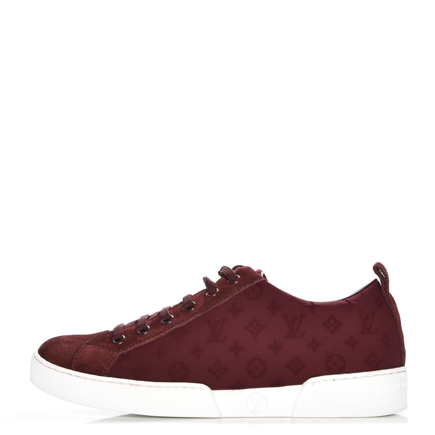 Louis Vuitton Neoprene Suede Embossed Monogram Stellar Low Top Sneakers 35 Burgundy 1 of 9