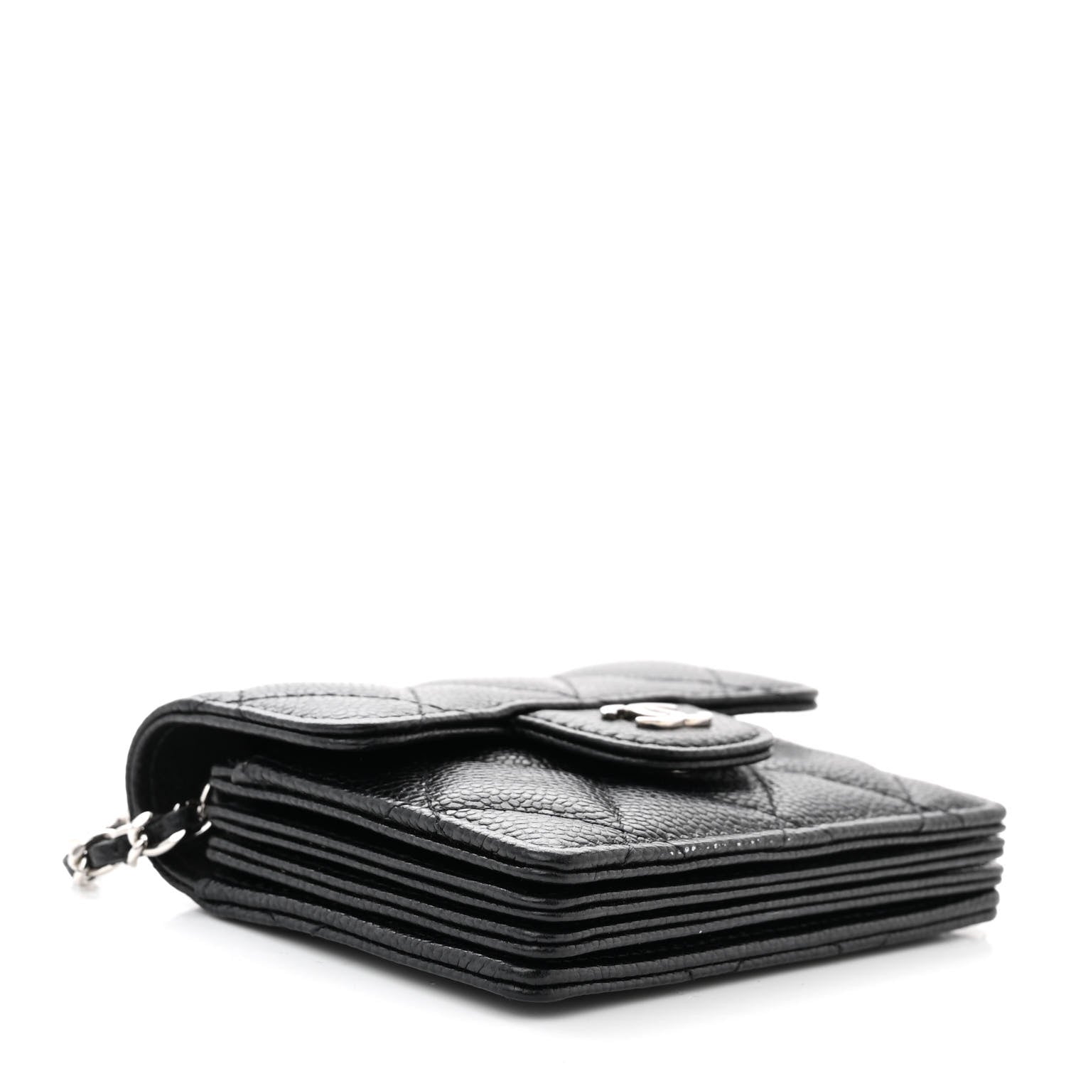 Chanel Caviar Quilted Flap Card Holder On Chain Black 4 of 13
