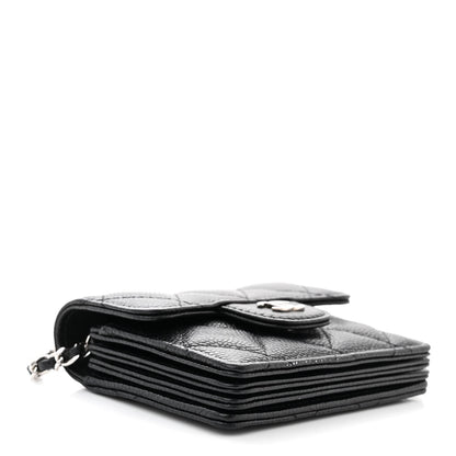Chanel Caviar Quilted Flap Card Holder On Chain Black 4 of 13