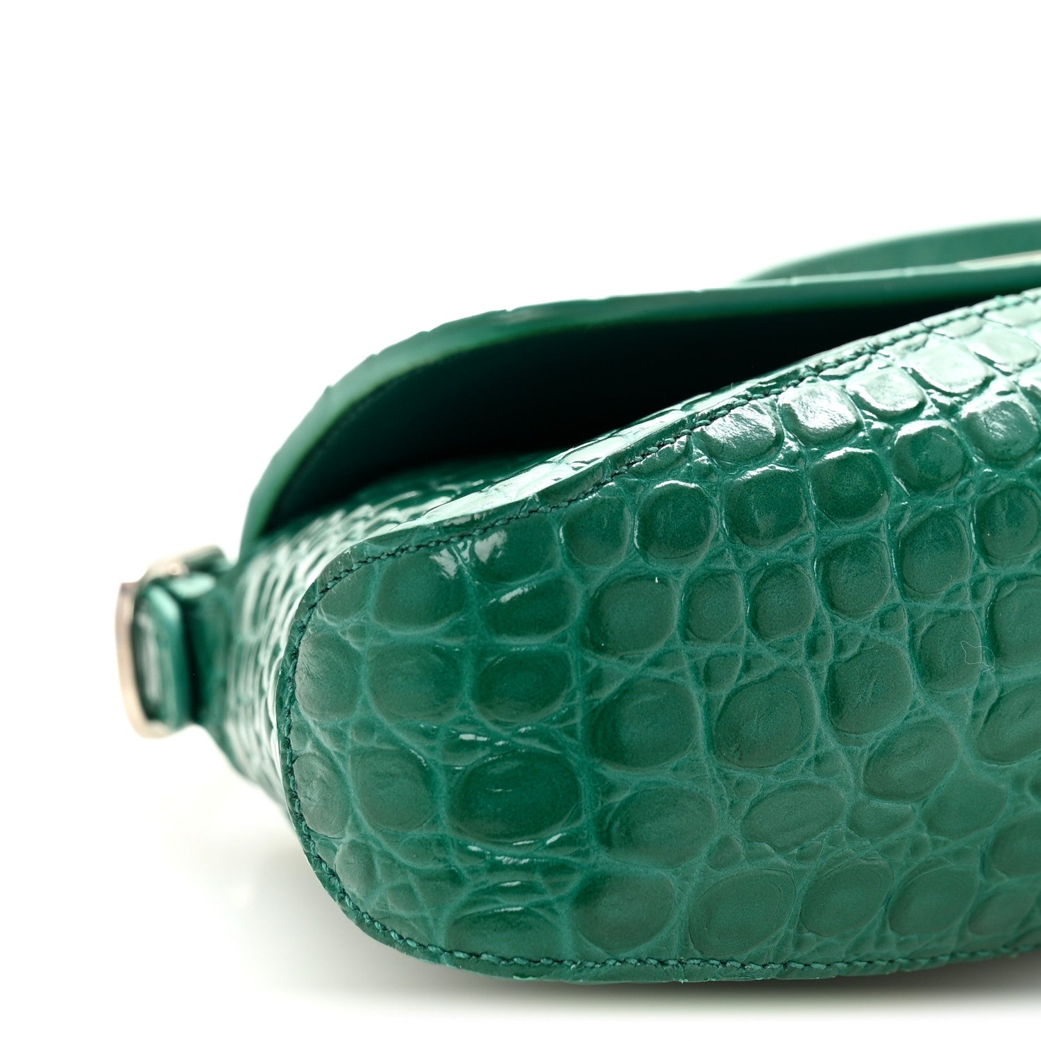 Balenciaga Shiny Super Supple Calfskin Crocodile Embossed Small XX Flap Stretch Bag Jade 8 of 10