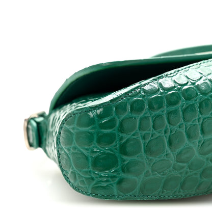 Balenciaga Shiny Super Supple Calfskin Crocodile Embossed Small XX Flap Stretch Bag Jade 8 of 10