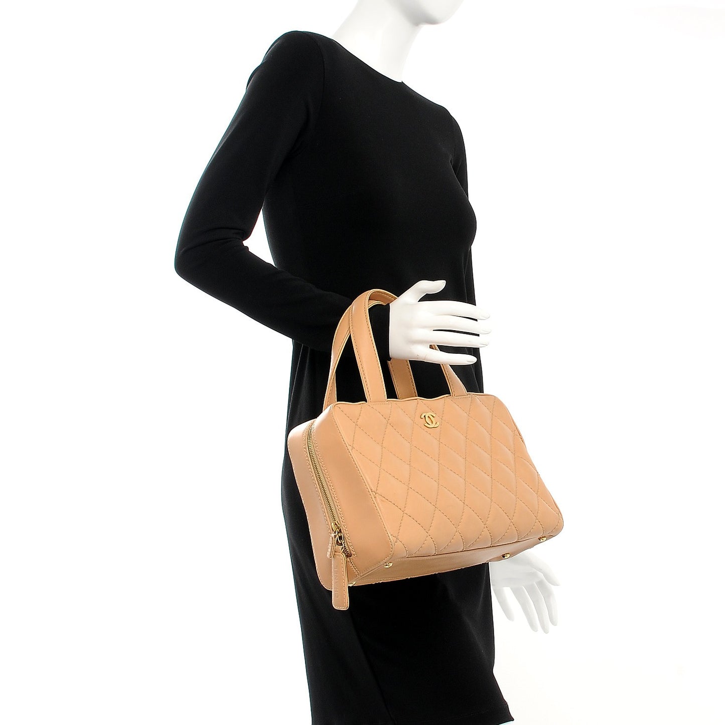 Lambskin Surpique Shoulder Bag Beige