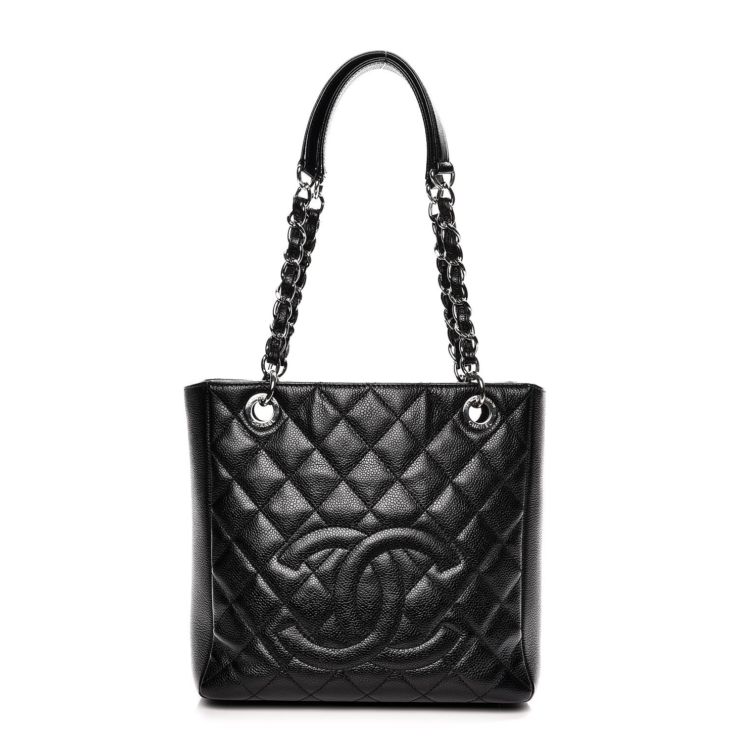 Caviar Quilted Petit Shopping Tote PST Black