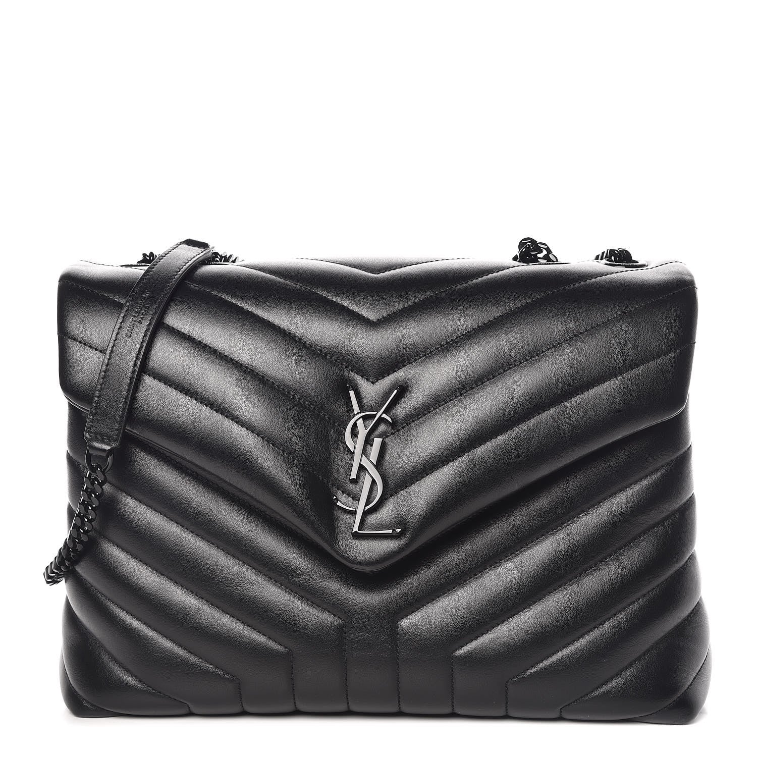 Saint Laurent Calfskin Y Quilted Monogram Medium Loulou Chain Satchel Black 1 of 11