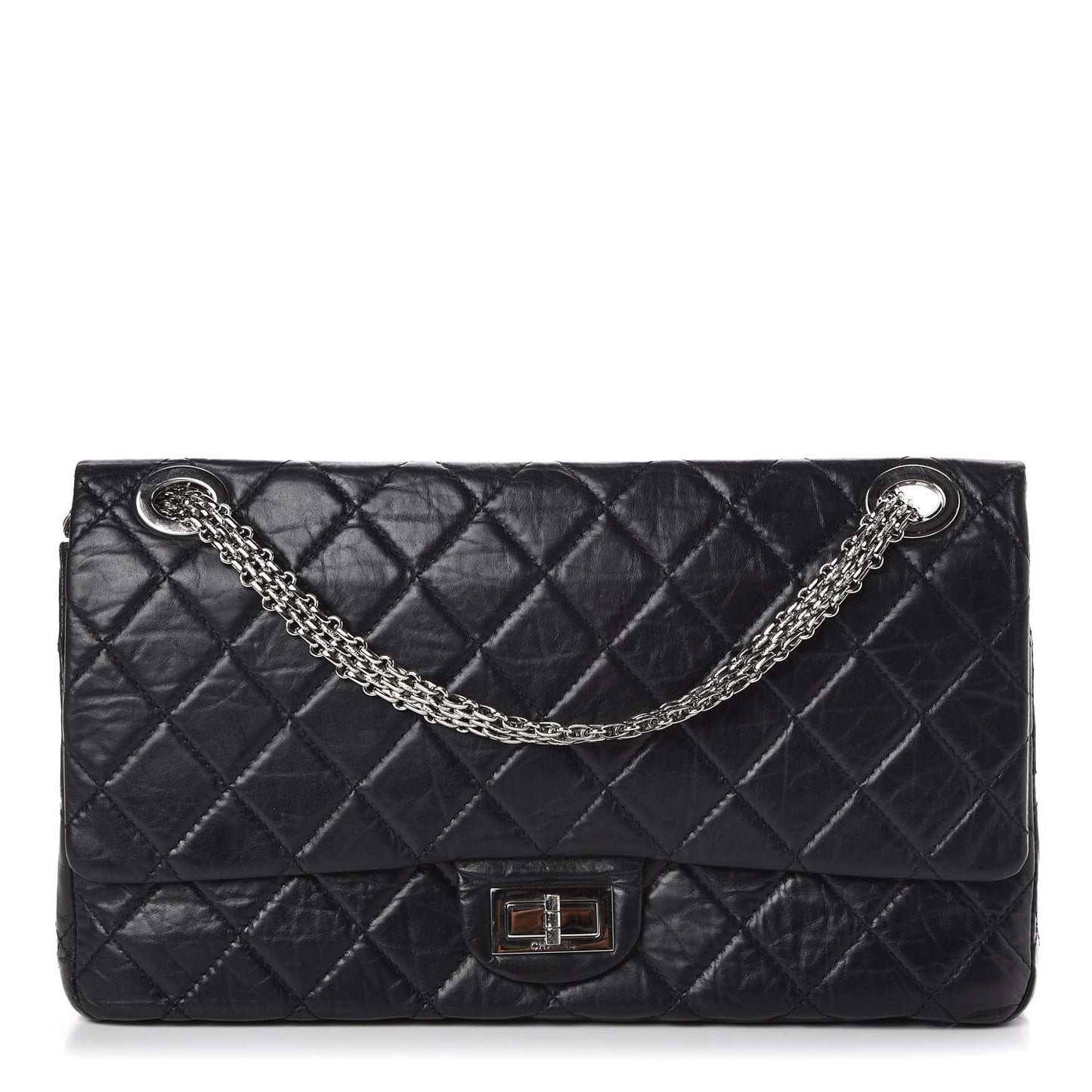 Aged Calfskin Quilted Mobile Art 2.55 Reissue Flap 228 Black