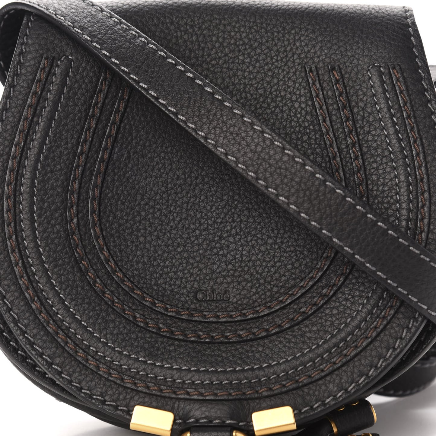 Calfskin Mini Marcie Round Crossbody Bag Black